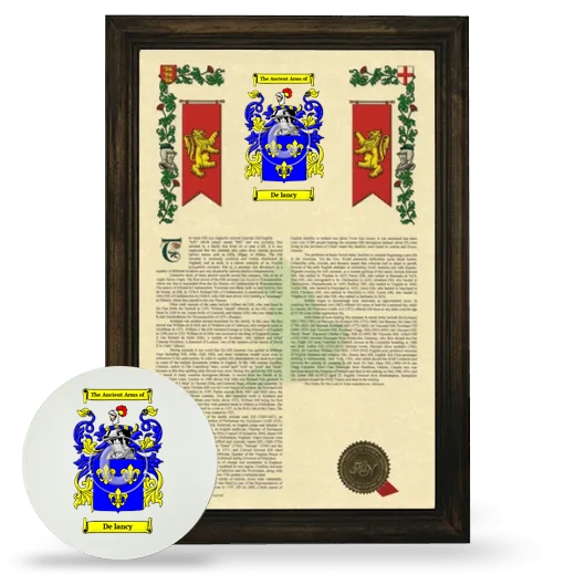 De lancy Framed Armorial History and Mouse Pad - Brown